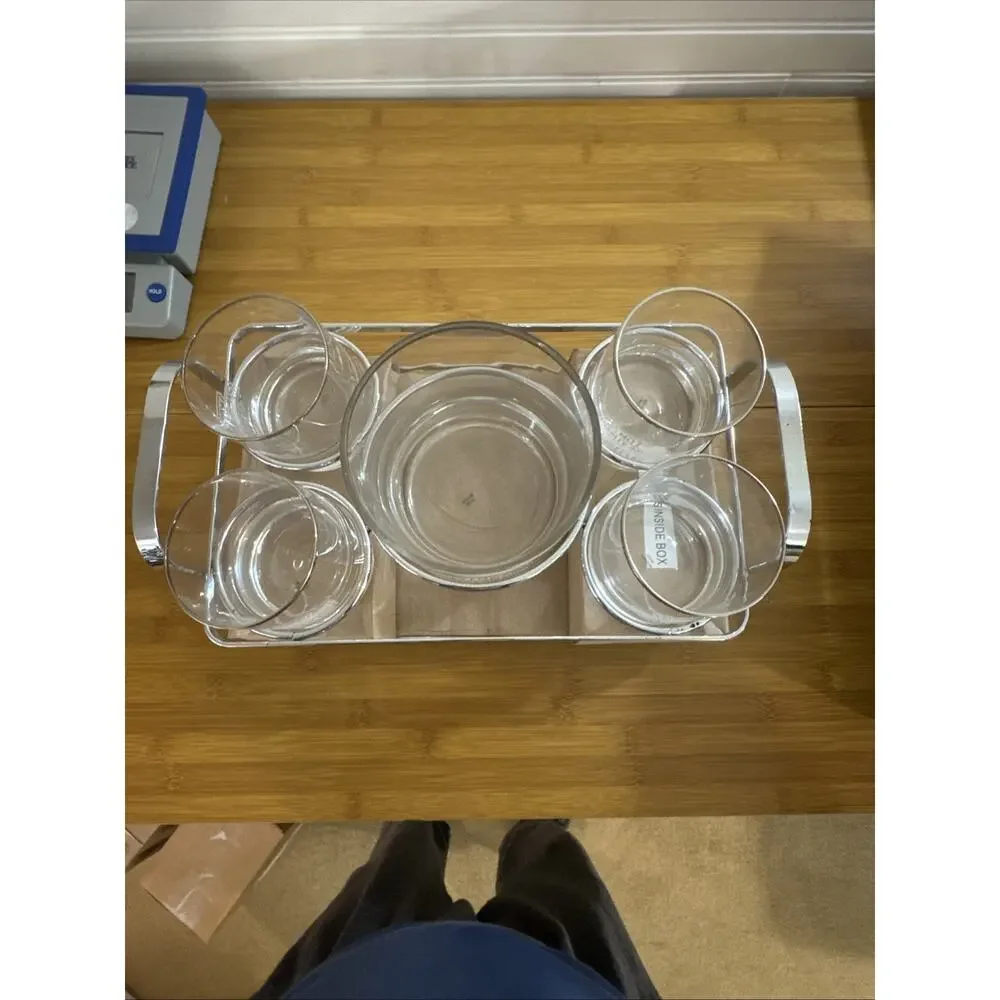 Harley Davidson 4 Cocktail Glass And Ice Bucket Set - Used In Original Box